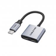 Адаптер CableTime USB Type-C (M) - Type-C Audio (F) / Type-C (F) blackgrey (CA915781)