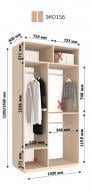 Шкаф-купе ДСП 150x60x240 мм белый двери / зеркало / ДСП