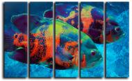 Картина модульная Морская жизнь 140x89 см Hotel Arizona HD 5-15565043939-FISH-35x55-BLUE