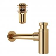 Сифон для умывальника Helmken с донным клапаном, золото