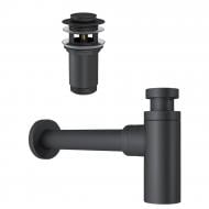 Сифон для умывальника Helmken с донным клапаном, черный матовый