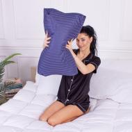 Подушка ортопедическая №4140 Satin Stripe 30-0020 Smoky Blue Memory foam MirSon 49x32x10,5 см темно-синий