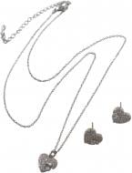 Набор бижутерии Sensio серьги и цепочка с подвесом Silver Heart серебряный