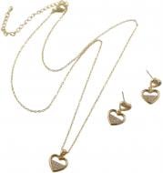 Набор бижутерии Sensio серьги и цепочка с подвесом Gold Heart золотой