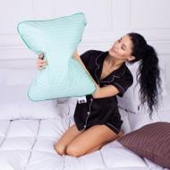 Подушка ортопедична №4127 Satin Stripe 30-0006 Dark Brown Memory foam MirSon 49x32x10,5 см блакитний