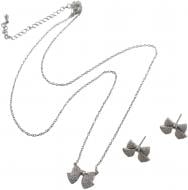 Набор бижутерии Sensio серьги и цепочка с подвесом Shimmer bows серебряный