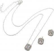 Набор бижутерии Sensio серьги и цепочка с подвесом Crystal Aura серебряный