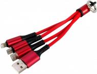 Адаптер EXTRADIGITAL USB — Type-C — Lightning — Micro USB 0,12 м black/red (KBU1759)