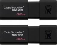 Флеш-память USB Kingston DataTraveler 100 G3 32 ГБ USB 3.0 black (DT100G3/32GB-2P)