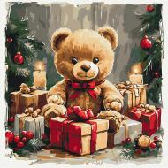 Картина по номерам Подарочный мишка 40x40 см Brushme