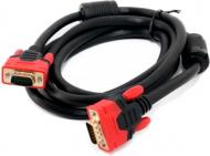 Кабель EXTRADIGITAL VGA-VGA 28 AWG PVC 2xFerrites 1,8 м чорний із червоним (KBV1679)