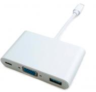Адаптер EXTRADIGITAL USB Type-C to VGA/USB 3.0/Type-C 0,15 м серебристый (KBV1690)