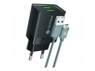 Зарядное устройство MakeFuture 2.4A 2USB Auto-ID Black + кабель MicroUSB MCWC-M22BK