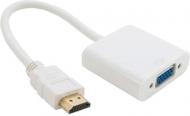 Адаптер EXTRADIGITAL HDMI to VGA 30 AWG Gold PVC Hi-Speed 0,15 м белый (KBH1645)