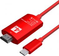 Кабель EXTRADIGITAL Type C to HDMI 2 м 4K 30HZ 2 м красный (KBH1751)