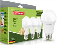 Лампа світлодіодна Eurolamp MLP-LED-A60-15274(3) 3 шт./уп. 15 Вт A60 матова E27E27 220 В 4000 К