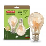 Лампа світлодіодна Eurolamp MLP-LED-A60-08273 (Amber) 2 шт./уп. A60 8 Вт E27 3000 К 220 В прозора