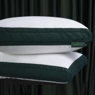 Подушка Imperial Satin Luxe пуховая трехкамерная средняя MirSon 60x60 см белый с зеленым