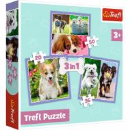 Пазл Trefl 3в1 Милі песики 34854