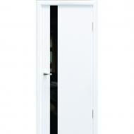 Дверное полотно Неман Белый Колори ПГ черное стекло 800 мм белый гладкий