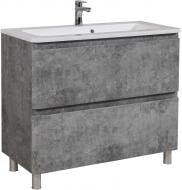 Тумба напольная Aqua Rodos Акцент серый мрамор с умывальником Альфа 100