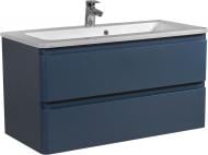 Тумба подвесная Aqua Rodos Акцент синий мат с умывальником Альфа 100