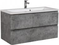 Тумба подвесная Aqua Rodos Акцент серый мрамор с умывальником Альфа 100