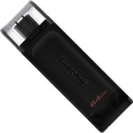 Флеш-пам'ять USB Kingston DT70 TYPE-C 64 ГБ USB 3.2 black (DT70/64GB)