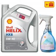 Моторна олива синтетична SHELL Helix HX8 5W-40, 4 л + Розморожувач скла Shell Window De-Icer 0.5 л (ТОВ-У513125)