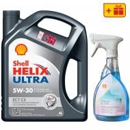 Моторна олива синтетична SHELL Helix Ultra ECT C3 5W-30, 4 л + Розморожувач скла Shell Window De-Icer 0.5 л (ТОВ-У5