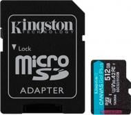 Карта памяти Kingston microSDXC 512 ГБ Class 10UHS-I Class 3 (U3) (SDCG3/512GB) Canvas Go Plus V30 A2 + SD-адаптер