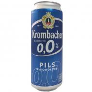 Пиво Krombacher Pils світле фільтроване безалкогольне 0% 0,5 л