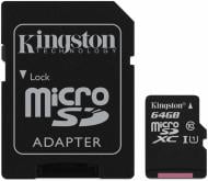 Карта памяти Kingston microSDXC 64GB Class 10 + SD adapter (SDCX10/64GB)