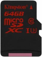 Карта памяти Kingston MicroSDXC 64GB Class 10 UHS-I U3 (SDCA3/64GBSP)