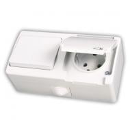 Выключатель двухклавишный Nemliyer + Розетка без подсветки белый NE 07 11 183