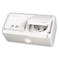 Выключатель двухклавишный Nemliyer + Розетка с подсветкой белый NE 07 11 184