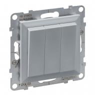 Выключатель трехклавишный Legrand Suno без подсветки алюминий 721303