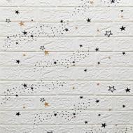 3D-панель с ПВХ самоклеящаяся Sticker Wall кирпич + звезды белый 700х770х3 мм (21)