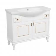 Тумба напольная Aqua Rodos Беатриче белая/патина золото с умывальником Lila 100 см NEW