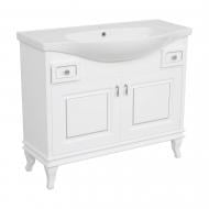 Тумба напольная Беатриче белая/патина хром с умывальником Lila 100 см NEW