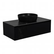 Тумба подвесная Aqua Rodos MANHATTAN (антрацит мат) со столешницей КР Namibia Black 100 см и умывальником One черный 46 см