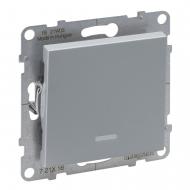 Переключатель проходной одноклавишный Legrand Suno с подсветкой алюминий 721316