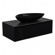 Тумба подвесная Aqua Rodos MANHATTAN (антрацит мат) со столешницей КР Namibia Black 100 см и умывальником Olive черный 74 см