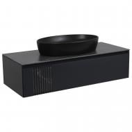 Тумба подвесная Aqua Rodos MANHATTAN (антрацит мат) со столешницей КР Namibia Black 120 см и 2 умывальниками One 67 см черный
