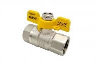 Кран шаровой ASCO для газа Nickel PRO 1/2" ВВ PN20 желтая бабочка ASCO 1/26