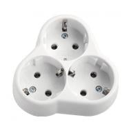 Розетка тройная с заземлением без шторок белый 90304000 Розетка тройная с заземлением без шторок белый 90304000