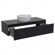 Тумба подвесная Aqua Rodos MANHATTAN (антрацит мат) со столешницей КР Namibia Black 120 см и умывальником One 42 см