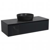 Тумба подвесная Aqua Rodos MANHATTAN (антрацит мат) со столешницей КР Namibia Black 120 см и умывальником One 46 см черный