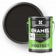 Эмаль Kompozit антикоррозийная 3 в 1 черный шелковистый мат 10 кг