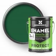 Эмаль Kompozit антикоррозийная 3 в 1 зелений шелковистый мат 10 кг